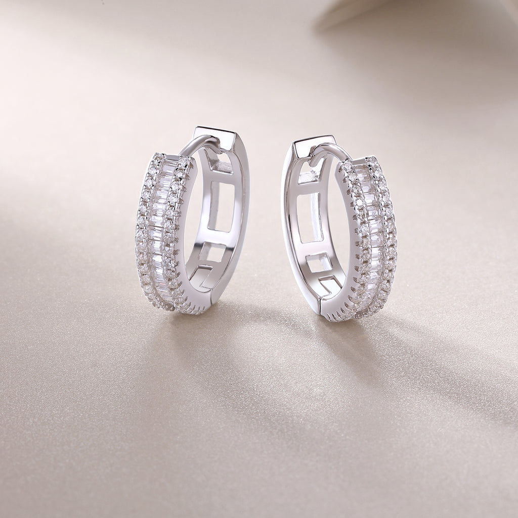 Woven Light Luxury Fashion Diamond Earrings - Moissanite Silver Studs