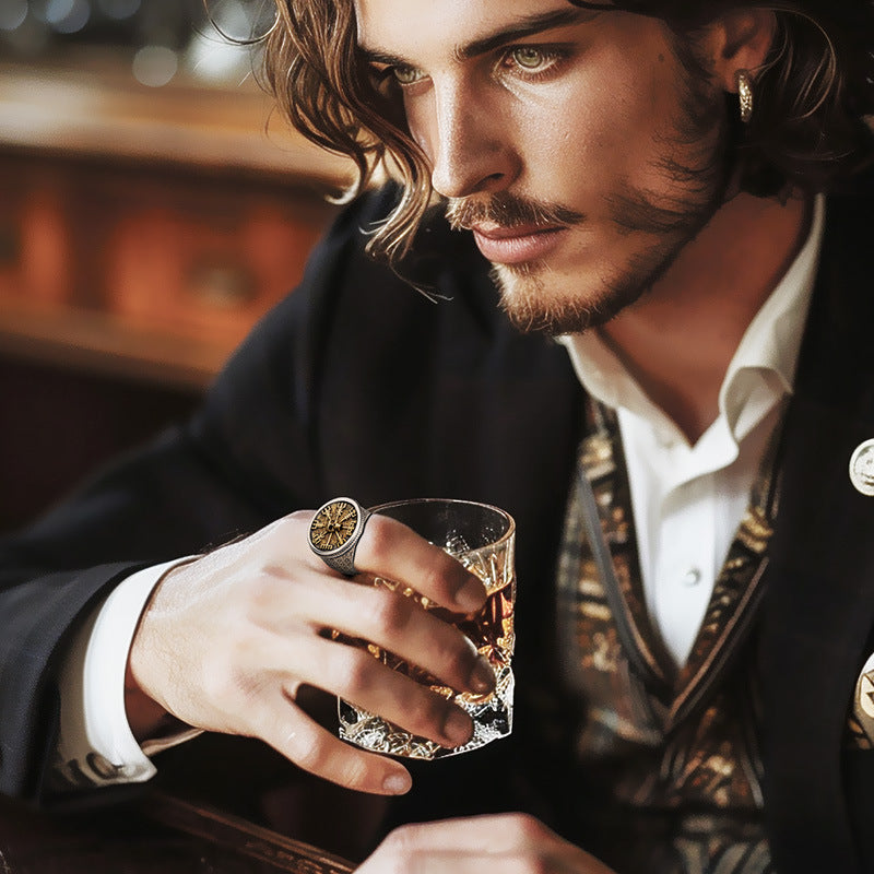 Mens Adjustable Silver Ring With Engraved Lettering