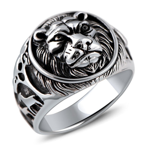 925 Sterling Silver Jewelry Domineering Lion Head Beasts Men'S Ring