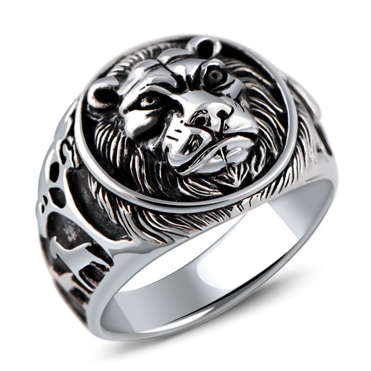 925 Sterling Silver Jewelry Domineering Lion Head Beasts Men'S Ring