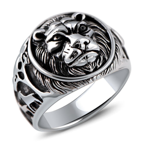 925 Sterling Silver Jewelry Domineering Lion Head Beasts Men'S Ring