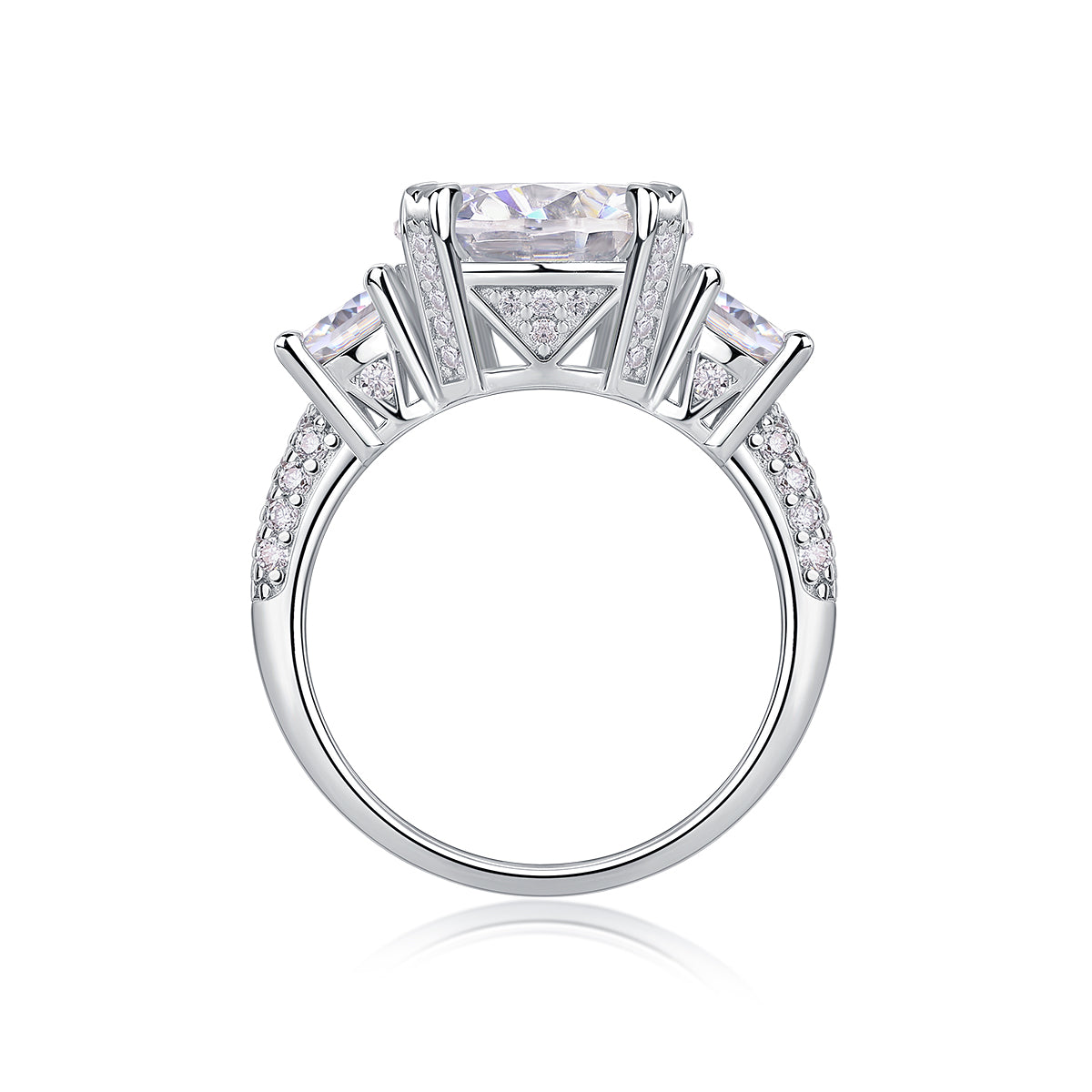 1Dazzling Stars - A Fashionable  5-carat Moissan Diamond S925 Sterling Silver And Platinum-plated Diamond Ring