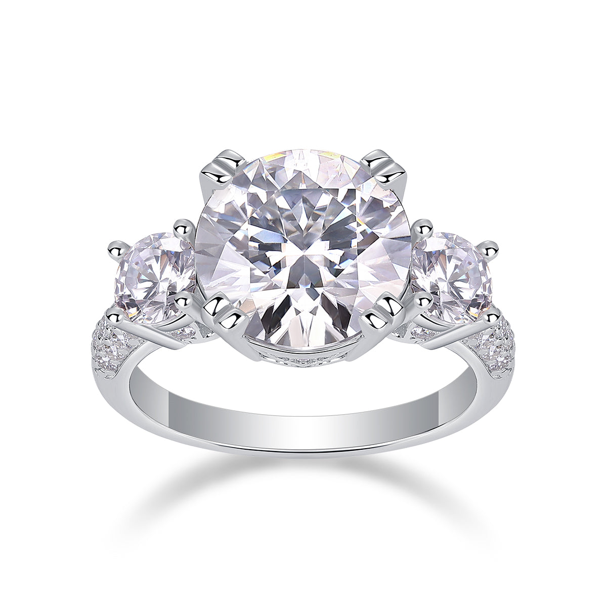 1Dazzling Stars - A Fashionable  5-carat Moissan Diamond S925 Sterling Silver And Platinum-plated Diamond Ring