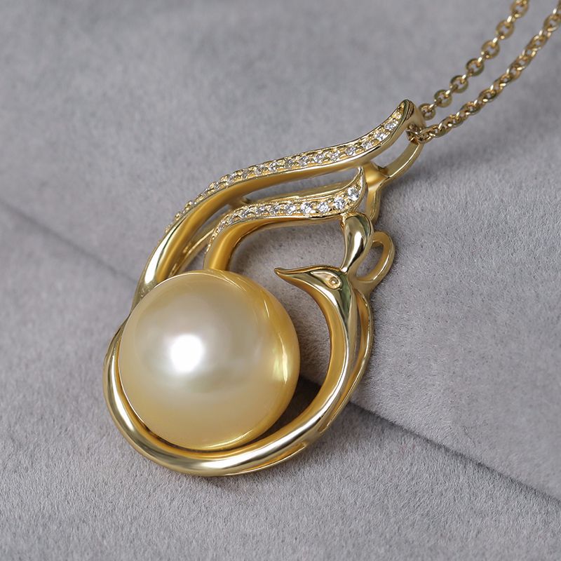 11-12mm 925 Silver Saltwater Gold Pearl Pendant My Store