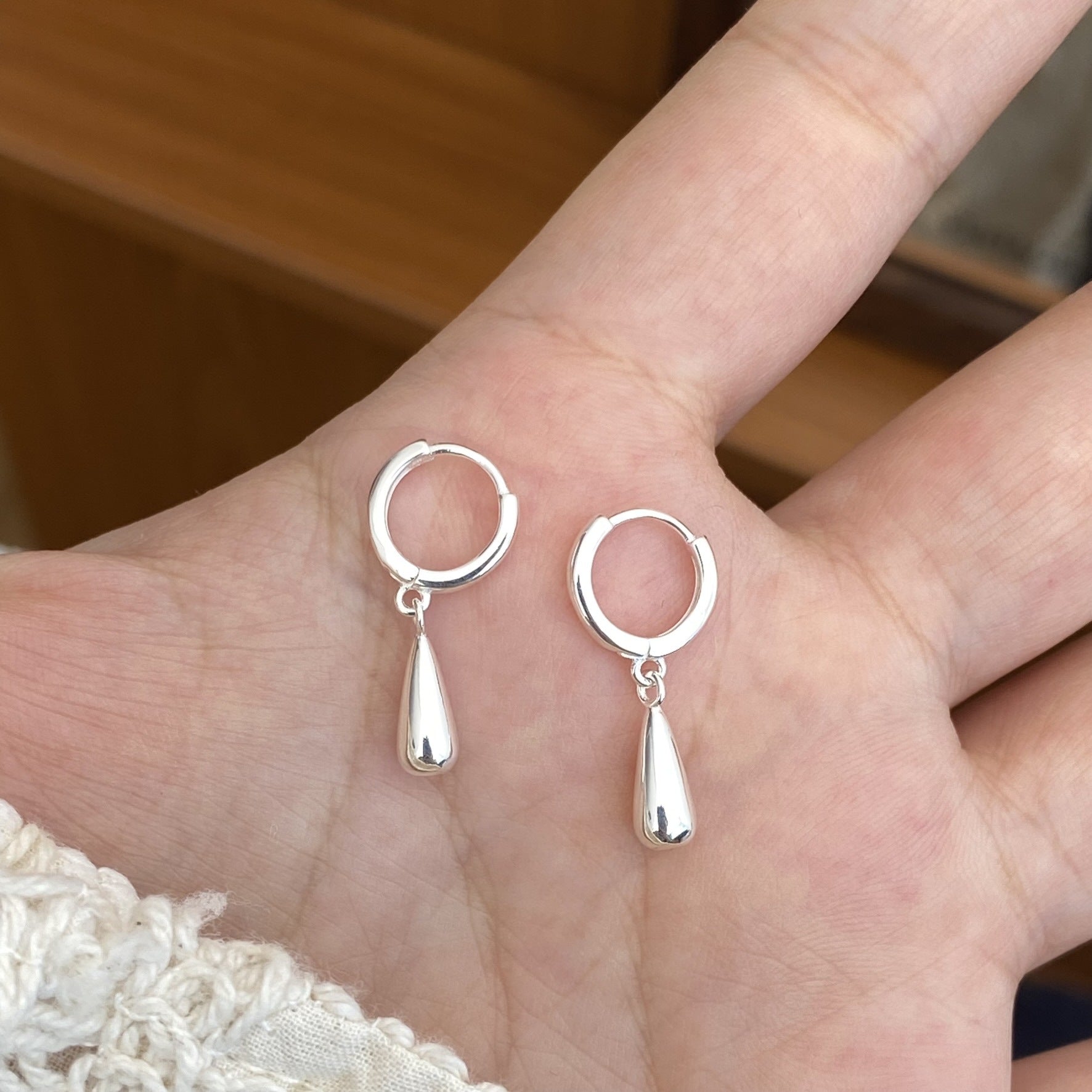 S925 Sterling Silver Teardrop Pendant Earrings