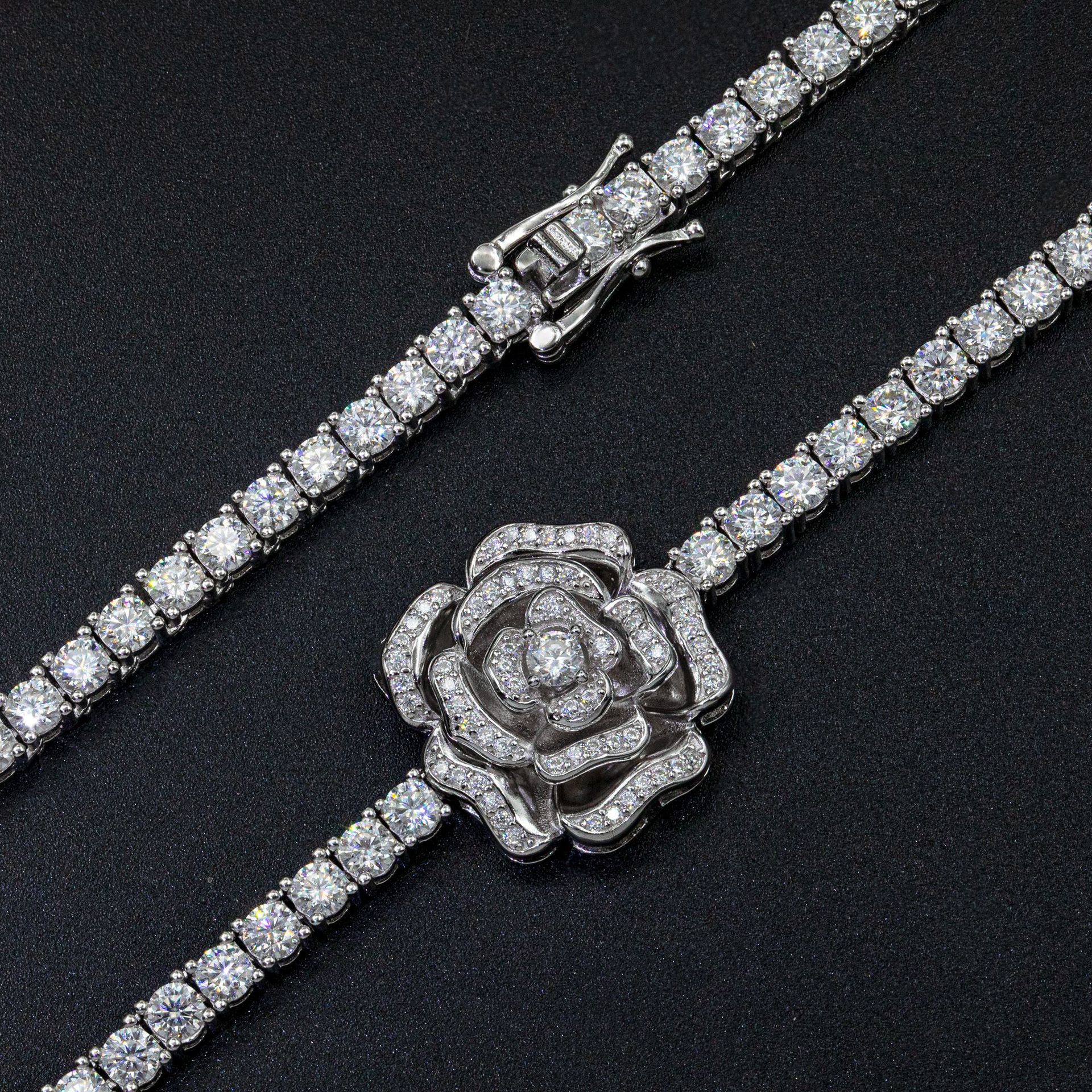 925 Silver Set Moissani Hip-hop Personalized Rose Necklace Kelly's Special Delivery