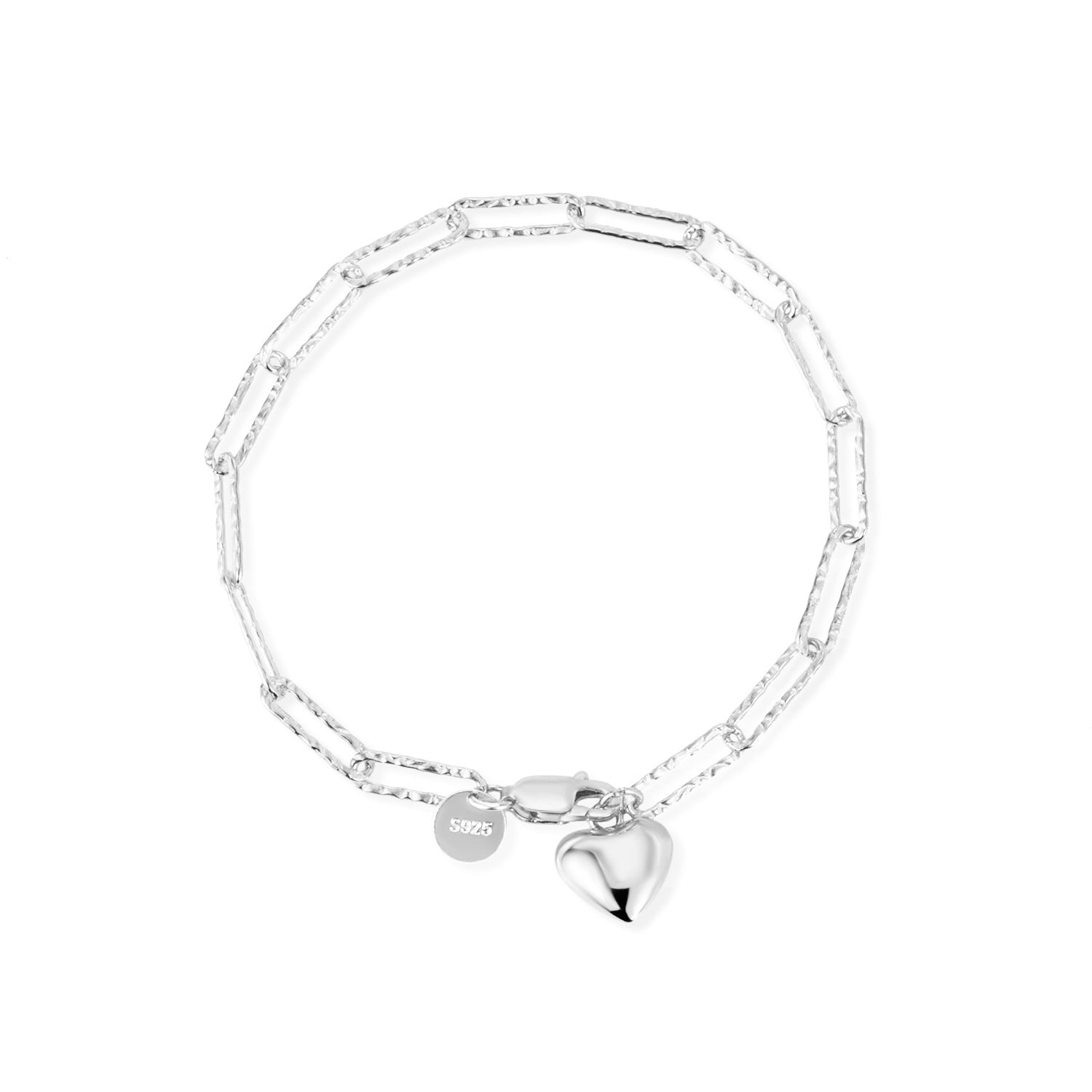 Womens S925 Sterling Silver Heart Bracelet