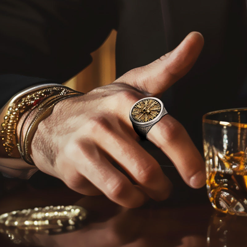 Mens Adjustable Silver Ring With Engraved Lettering