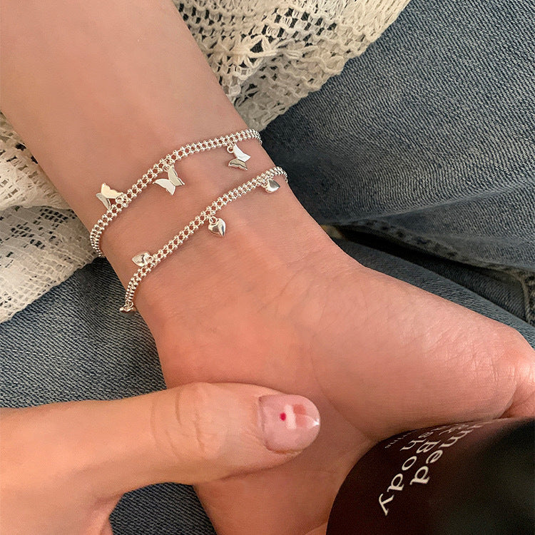 Womens Fashionable Vintage Butterfly Double-Layer Bracelet