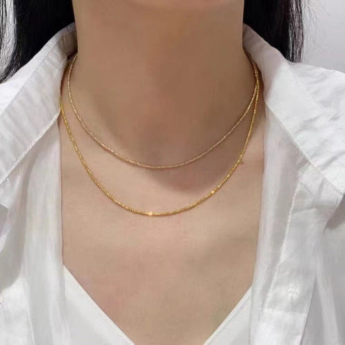 18K Gold Necklace Bungee Laser Bead Wave Bead Chain Kelly's Special Delivery