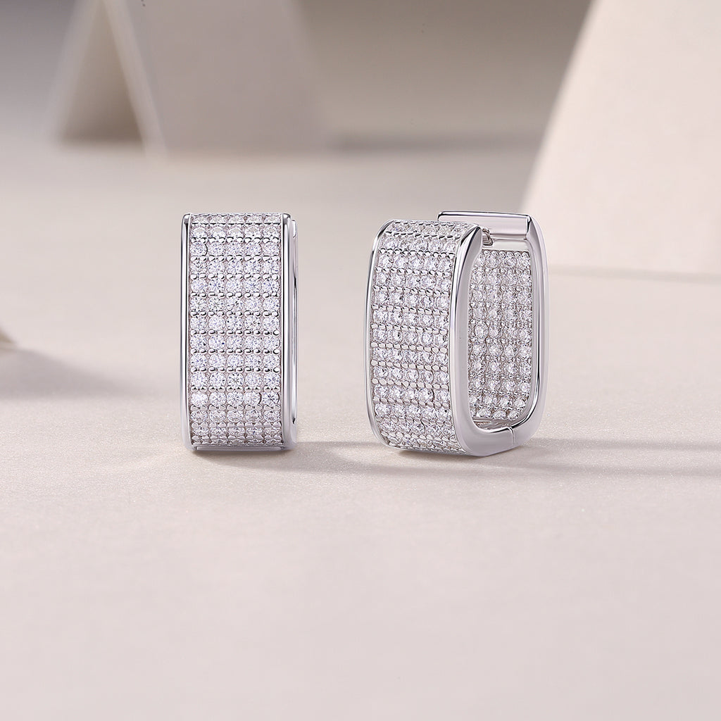 1Star Light Luxury Fashion Diamond Earrings Stud Set With Mosan Diamond Silver Jewelry
