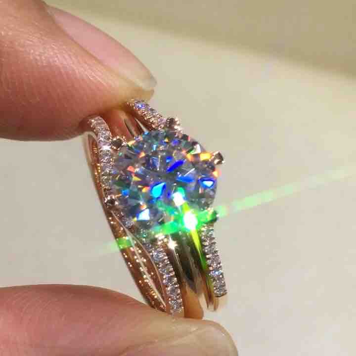 18K Gold Two-in-one Mosonite For Women's Matching Ring Kelly's Special Delivery