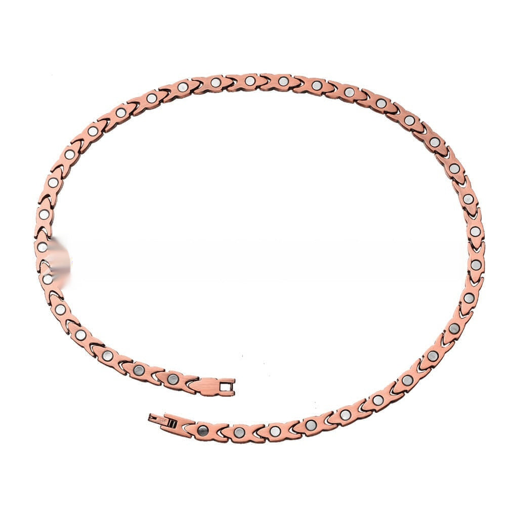 Red Copper Necklace With Pineapple-pattern Magnetized Copper Kelly's Special Delivery