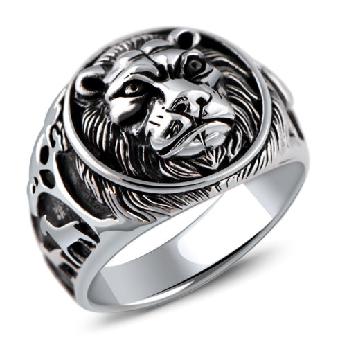 925 Sterling Silver Jewelry Domineering Lion Head Beasts Men'S Ring