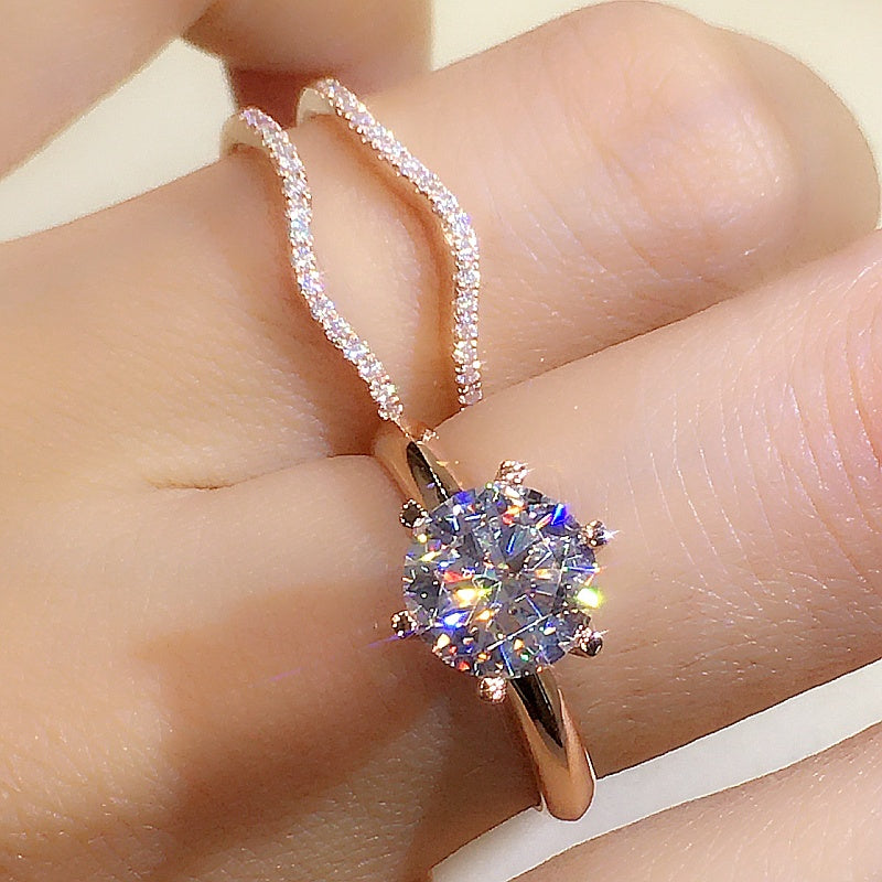 18K Gold Two-in-one Mosonite For Women's Matching Ring Kelly's Special Delivery