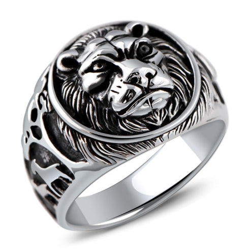 925 Sterling Silver Jewelry Domineering Lion Head Beasts Men'S Ring