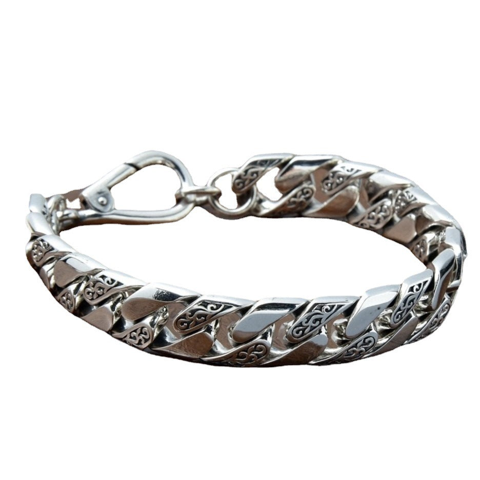 S925 Sterling Silver Domineering Personalized Bracelet Rattan Pattern Chain Body Fashion Rough Chain