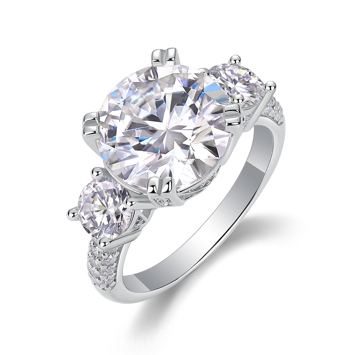 1Dazzling Stars - A Fashionable  5-carat Moissan Diamond S925 Sterling Silver And Platinum-plated Diamond Ring