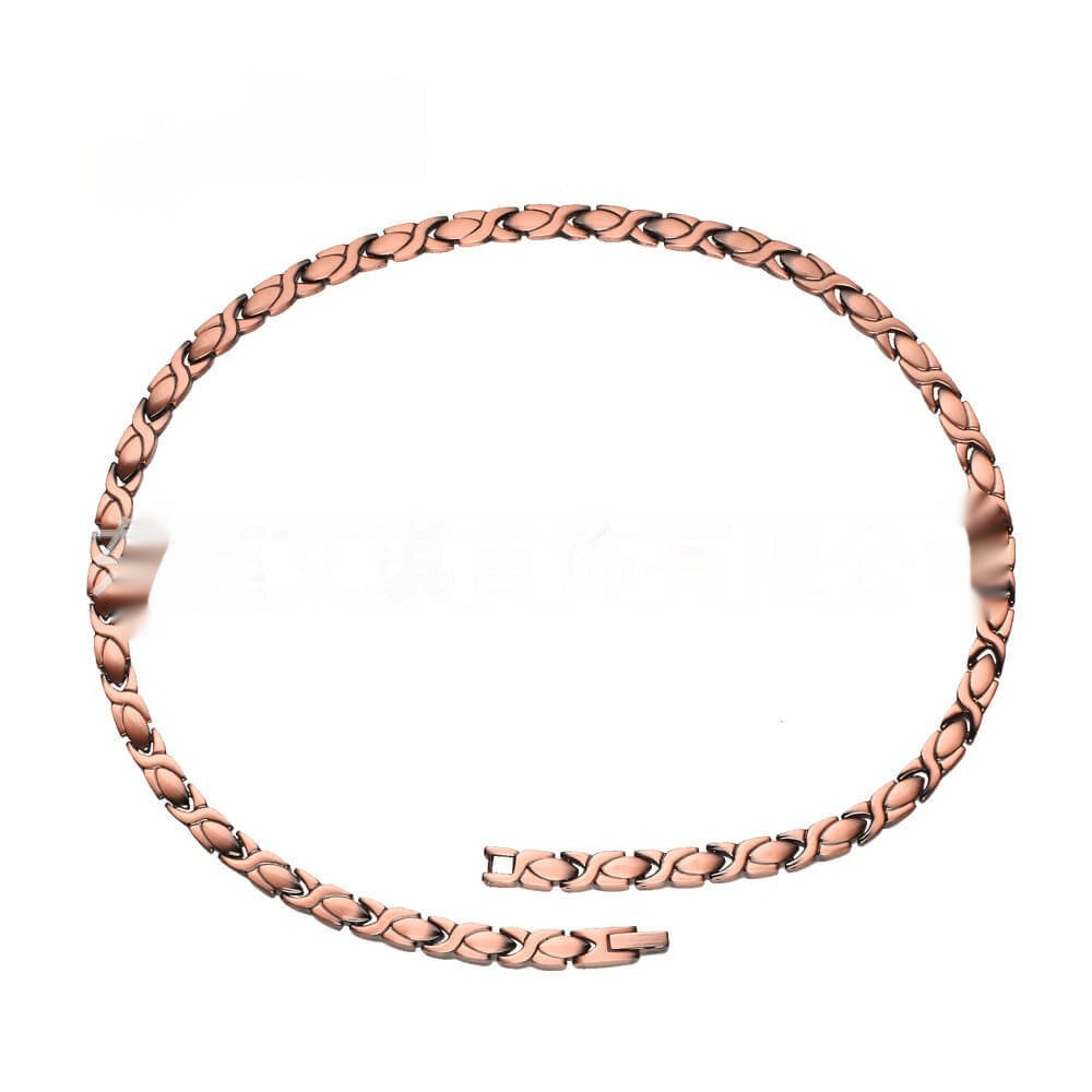 Red Copper Necklace With Pineapple-pattern Magnetized Copper Kelly's Special Delivery