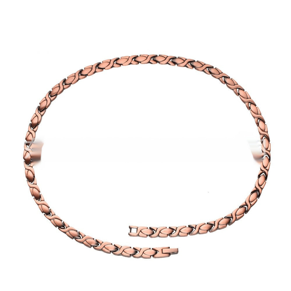 Red Copper Necklace With Pineapple-pattern Magnetized Copper Kelly's Special Delivery